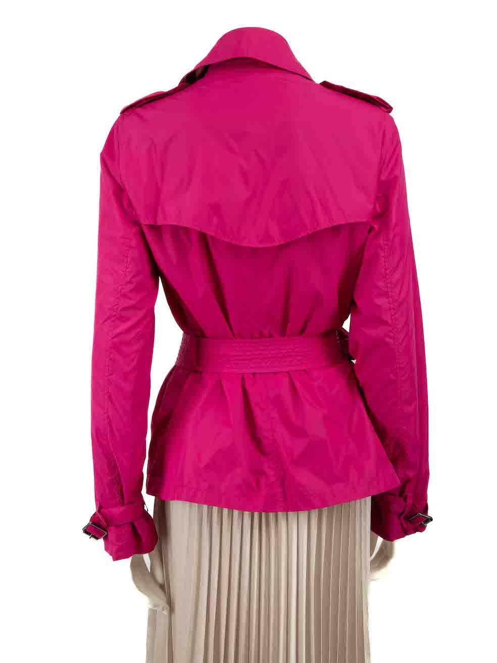 Burberry Pink Belted Double Breasted Jacket Size M In Good Condition For Sale In London, GB