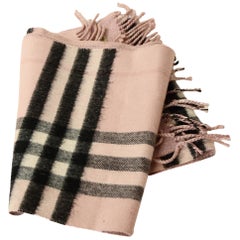 Burberry Pink/Black Plaid & Glitter Cashmere Blend Scarf