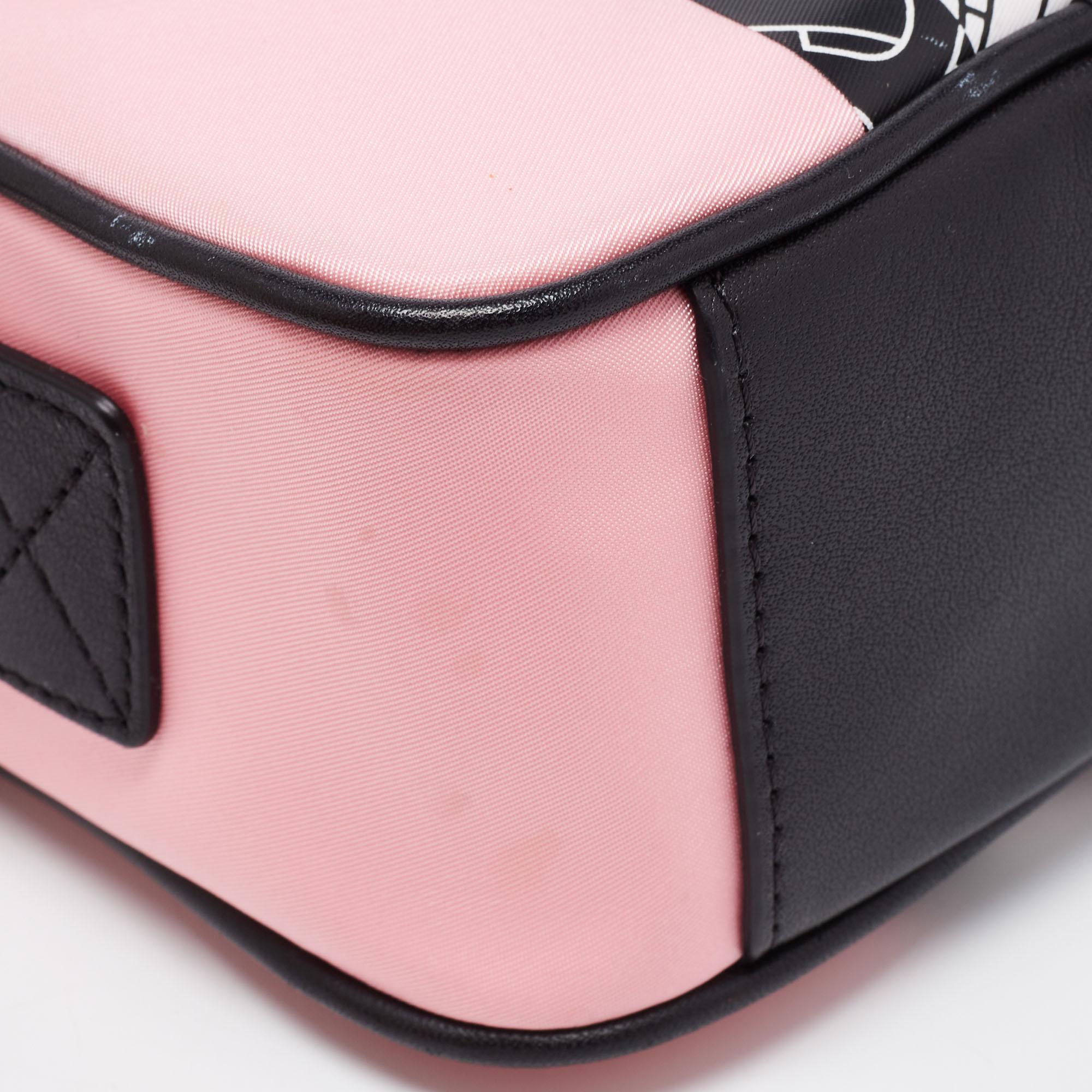 Burberry Pink/Black TB Print Nylon and Leather Camera Bag 8