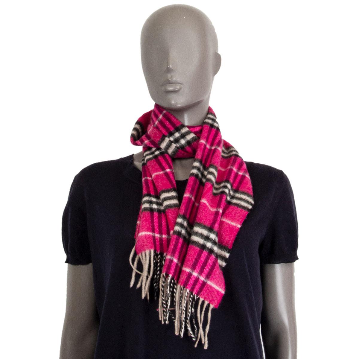 100% authentic Burberry Classic slim check shawl in pink, dirty pale rose and black cashmere (100%). Has been worn and is in excellent condition. 

Width 20.5cm (8in)
Length 128cm (49.9in)

All our listings include only the listed item unless