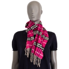 BURBERRY pink cashmere TARTAN CHECK Shawl Scarf
