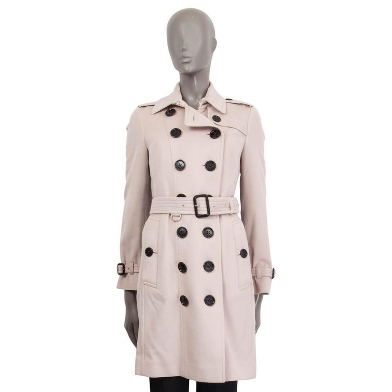 BURBERRY pink cashmere THE SANDRINGHAM Trench Coat Jacket 6 XS For Sale at  1stDibs