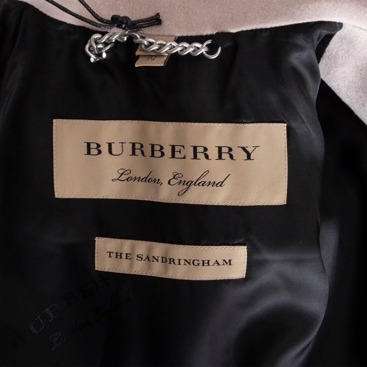 BURBERRY pink cashmere THE SANDRINGHAM Trench Coat Jacket 6 XS In Excellent Condition In Zürich, CH