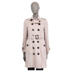 Used BURBERRY pink cashmere THE SANDRINGHAM Trench Coat Jacket 6 XS