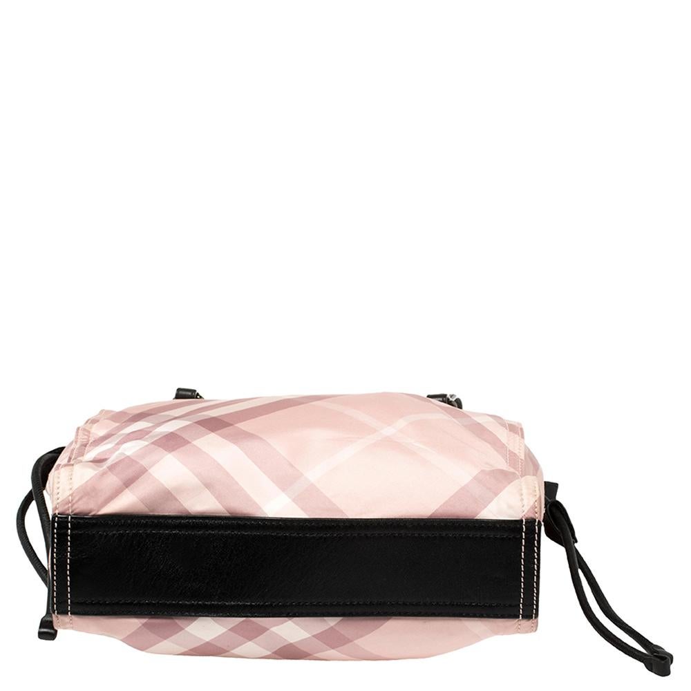 Burberry Pink Check Nylon and Leather Buckleigh Tote 1