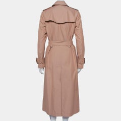 Burberry Pink Cotton Belted Double Breasted Aldeby Trench Coat M