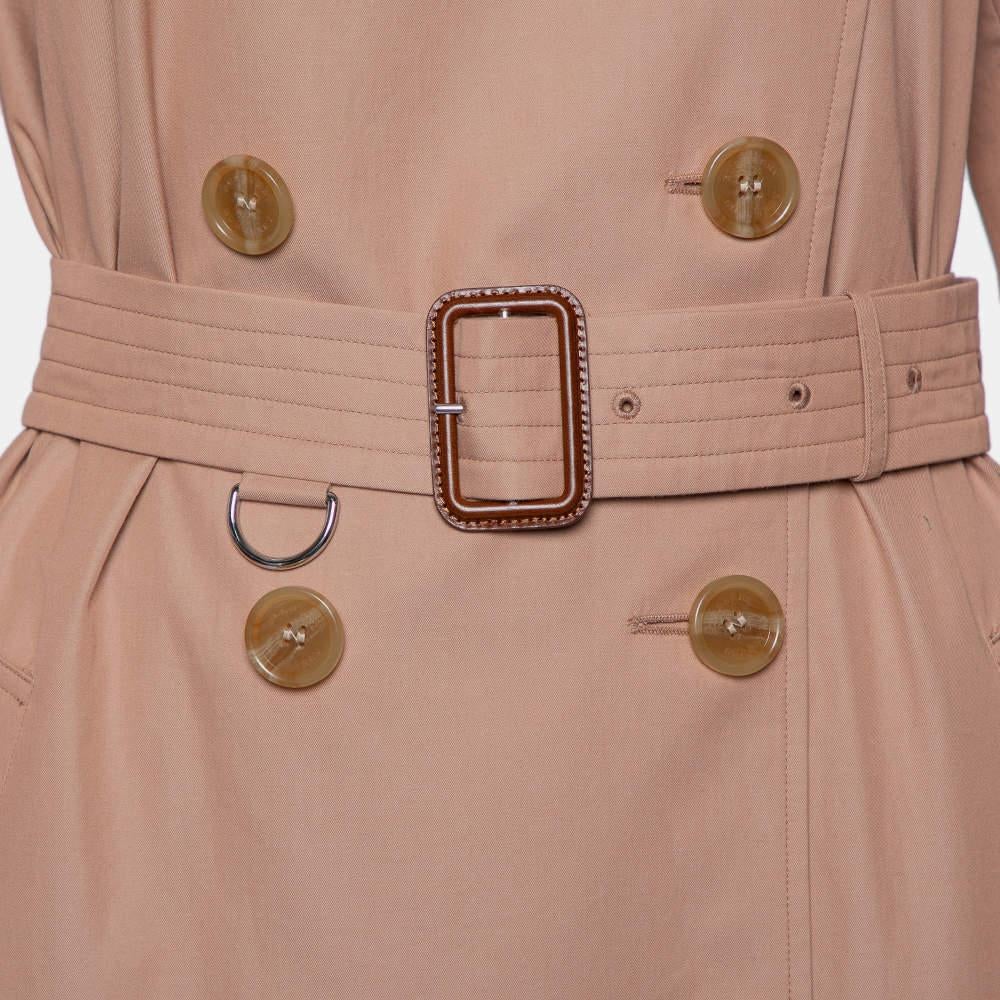 Burberry Pink Cotton Belted Double Breasted Aldeby Trench Coat M In Excellent Condition For Sale In Dubai, Al Qouz 2