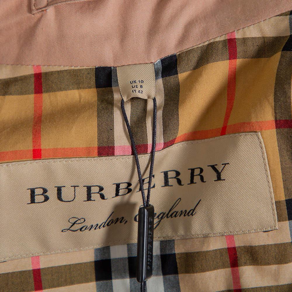 Imperméable Aldeby à double boutonnage en coton rose Burberry, taille M Pour femmes en vente