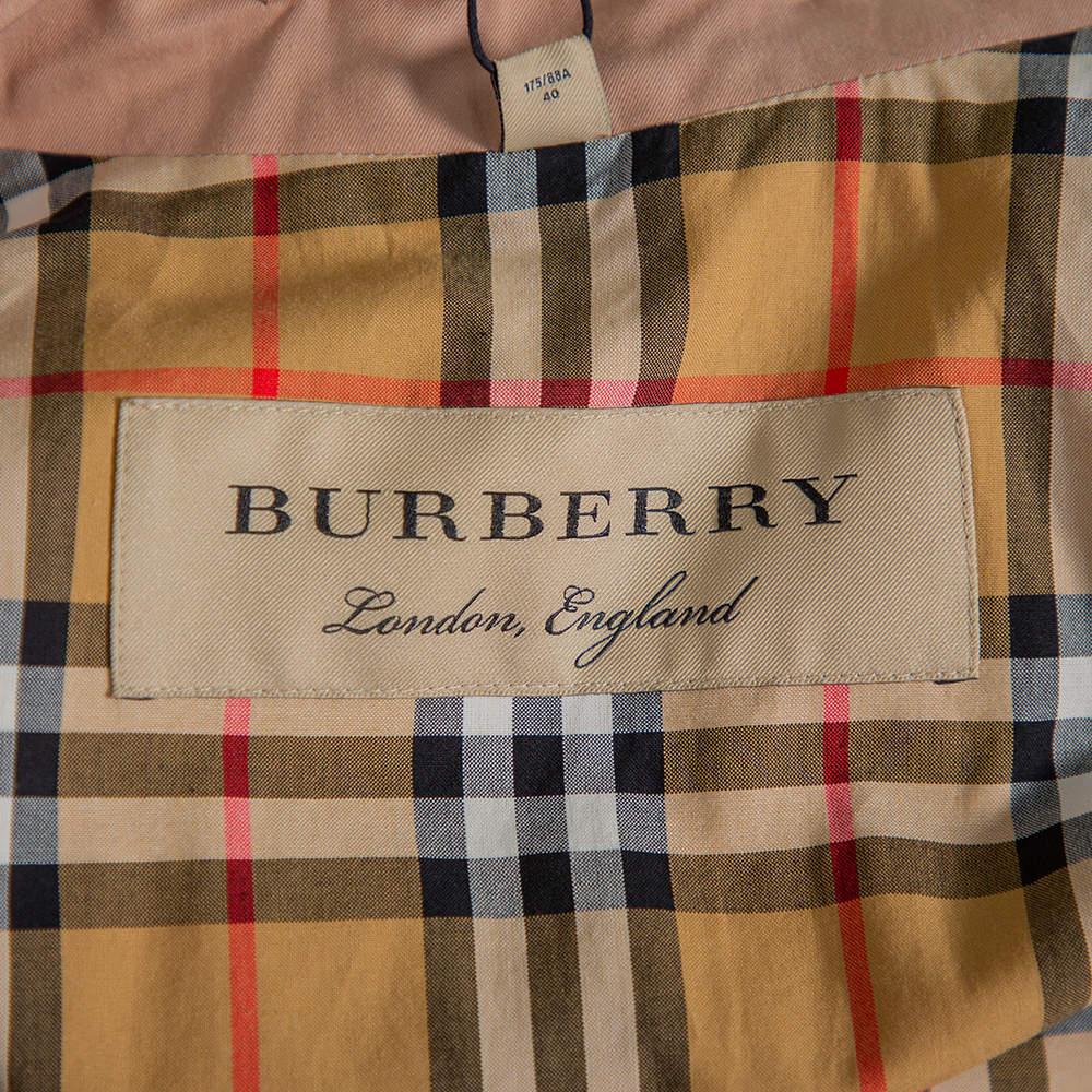 Burberry Pink Cotton Belted Double Breasted Aldeby Trench Coat M For Sale 2