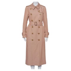 Used Burberry Pink Cotton Belted Double Breasted Aldeby Trench Coat M