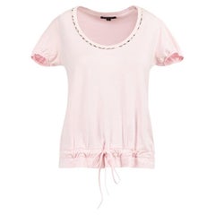 Burberry Pink Cotton Nova Check Trim Tshirt Size M