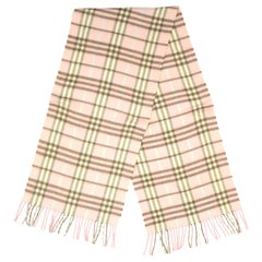 Burberry Pink/Cream/Brown Cashmere Scarf W/ Fringe