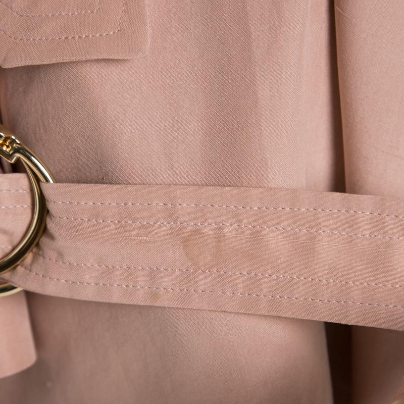 Burberry Pink Draped Silk Belted Open Front Trench Coat XS In Good Condition In Dubai, Al Qouz 2