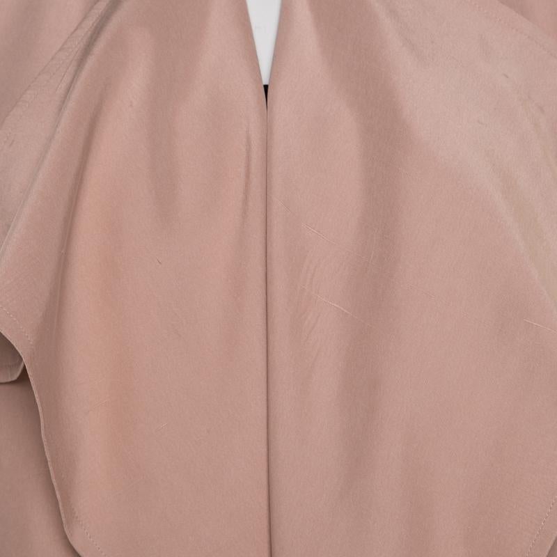 Women's Burberry Pink Draped Silk Belted Open Front Trench Coat XS
