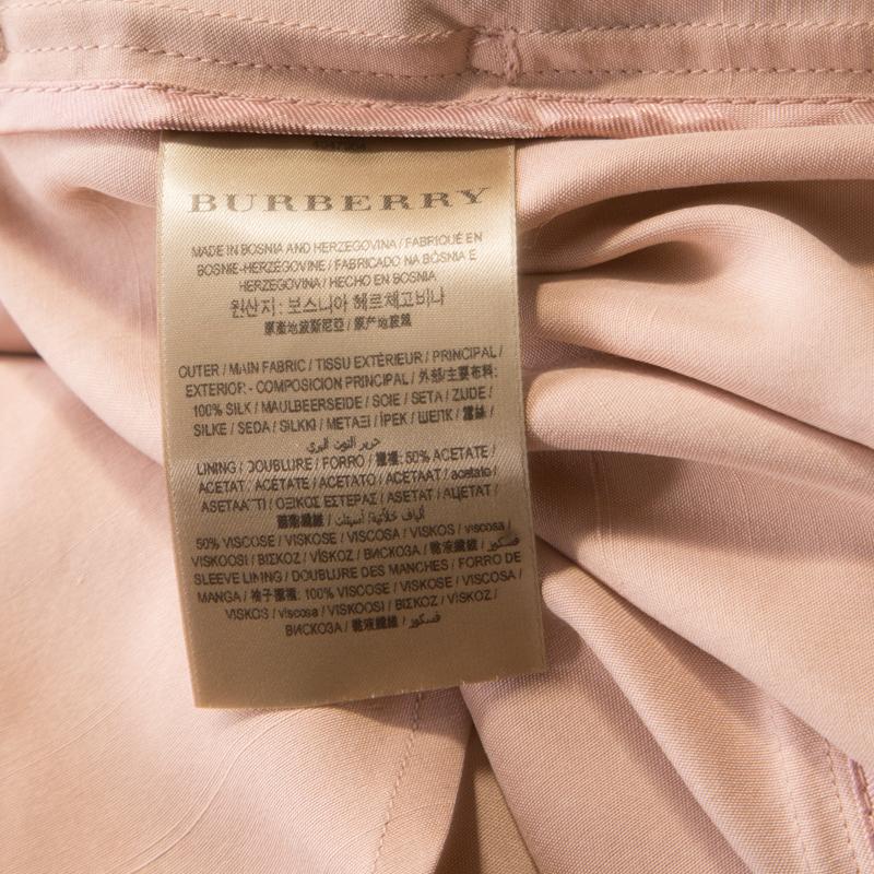 Burberry Pink Draped Silk Belted Open Front Trench Coat XS 3