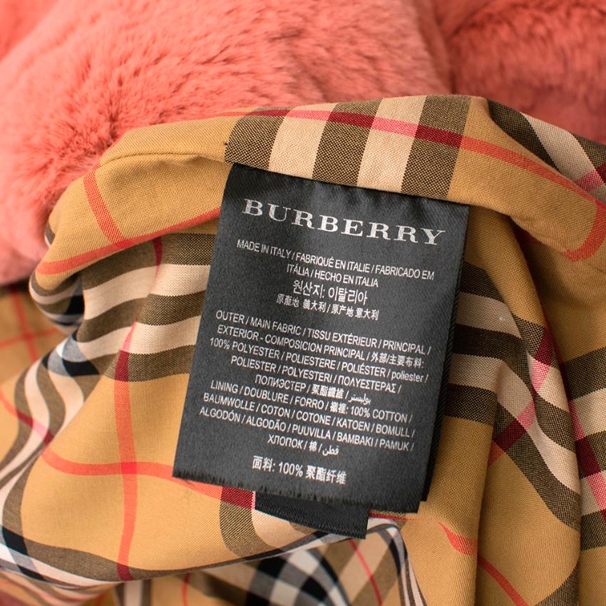 Women's  Burberry Pink Faux Fur Single Breasted Coat S 10 