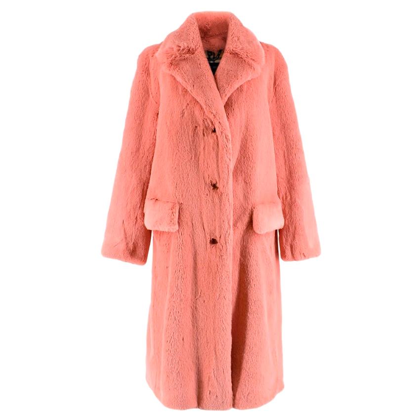  Burberry Pink Faux Fur Single Breasted Coat S 10 