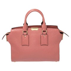 Burberry Pink Grained Leather Medium Clifton Tote