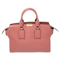 Burberry Pink Grained Leather Medium Clifton Tote