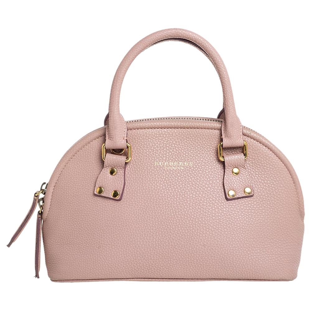 Burberry Pink Grained Leather Small Bloomsbury Heritage Satchel
