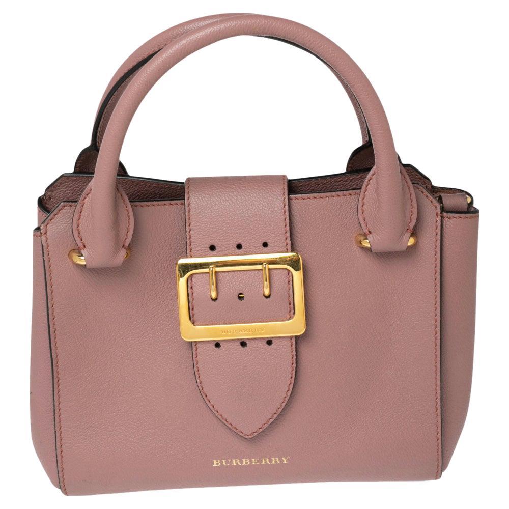 Burberry Pink Grainy Leather Small Buckle Tote
