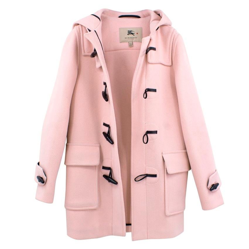 Burberry Rosa Duffle Coat mit Kapuze und Kapuze - Größe US 2 im Angebot 1