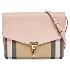 Burberry Pink House Check Fabric and Leather Macken Crossbody Bag