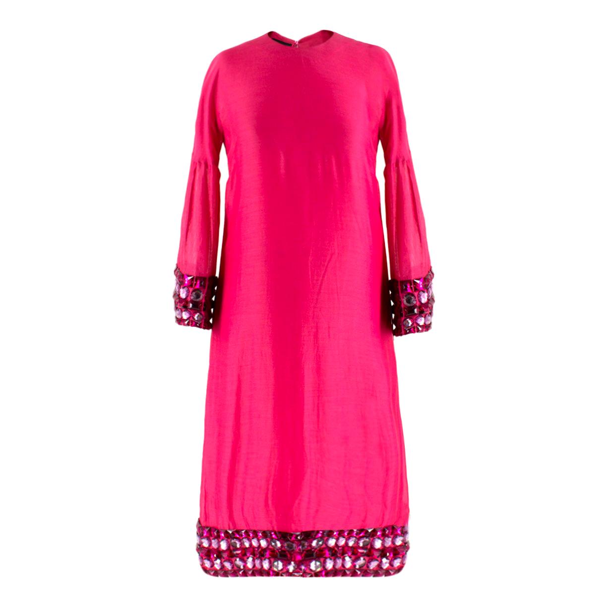 Burberry Pink Jewelled Midi Dress estimated SIZE XS For Sale