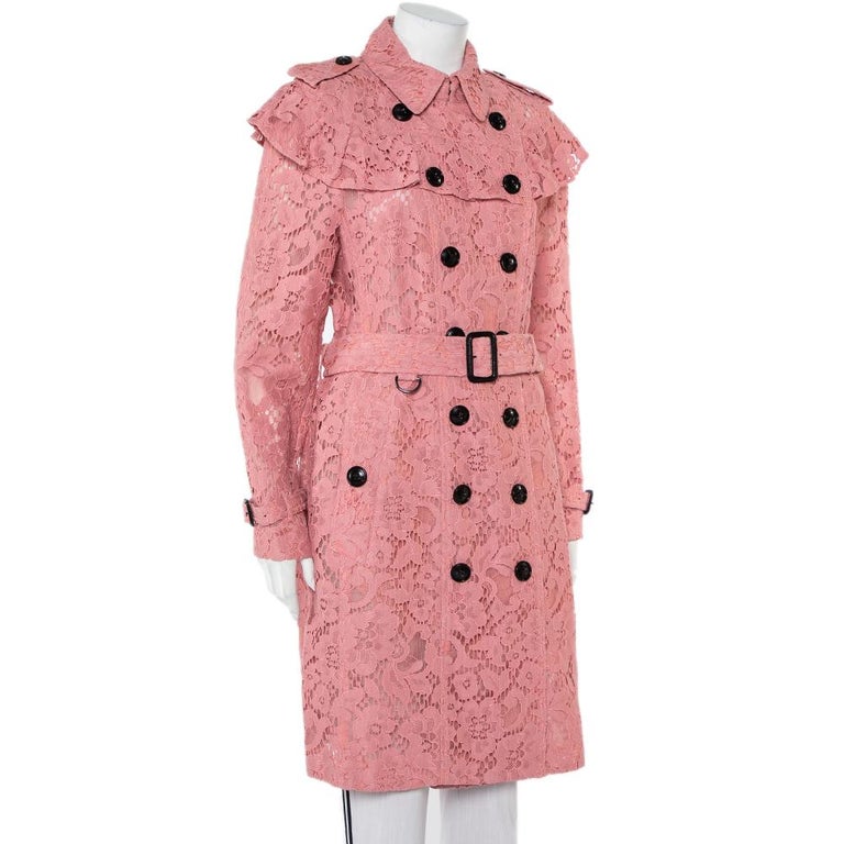 Burberry Pink Lace Ruffled Double Breasted Stanhill Trench Coat M at  1stDibs | burberry lace trench, burberry lace