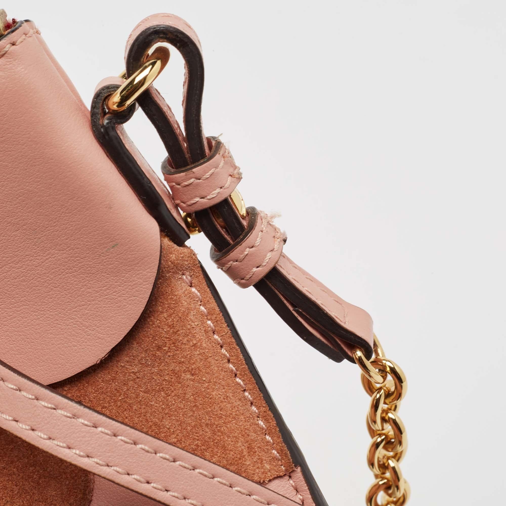 Burberry Pink Leather and Suede Peyton Scalloped Crossbody Bag 1