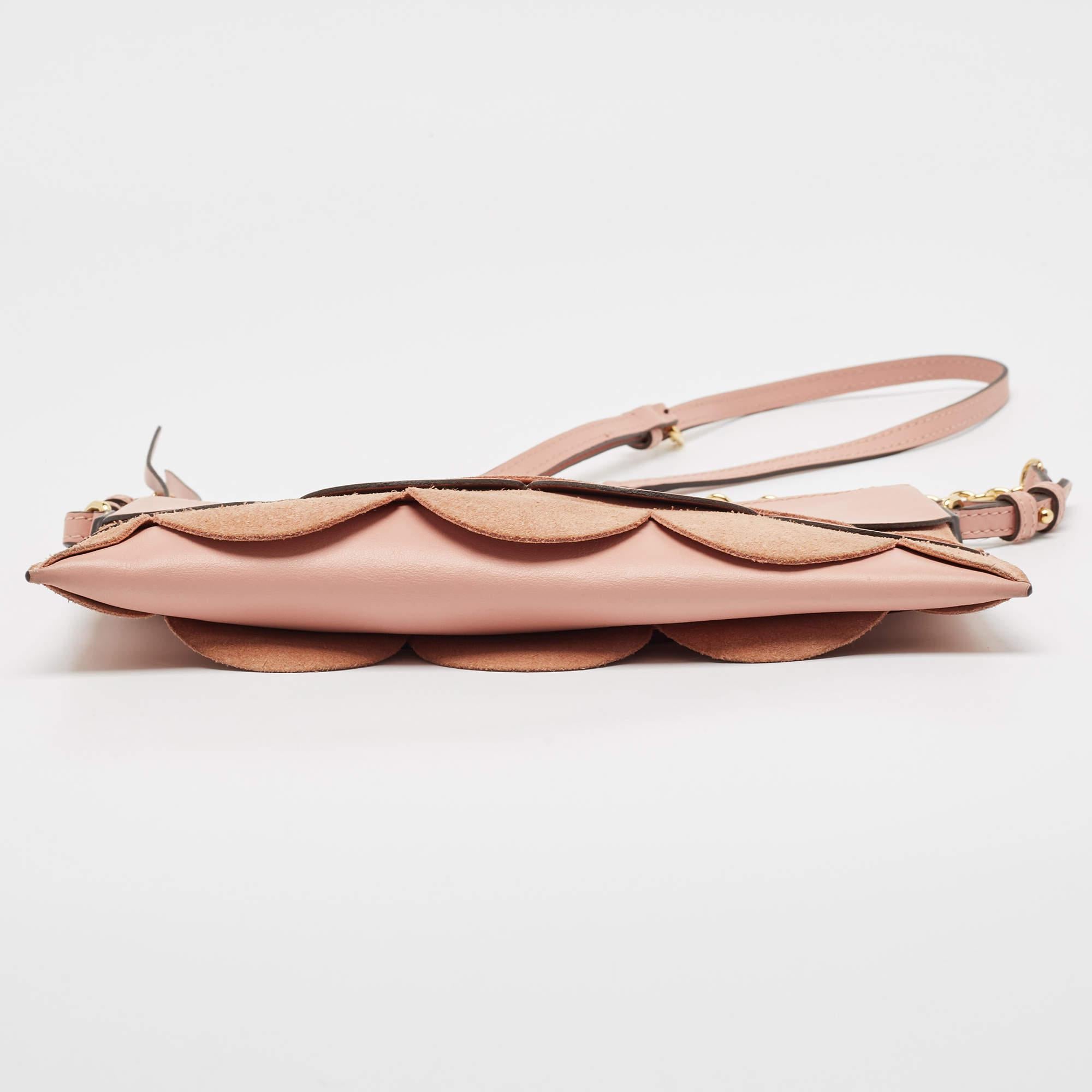 Burberry Pink Leather and Suede Peyton Scalloped Crossbody Bag 2