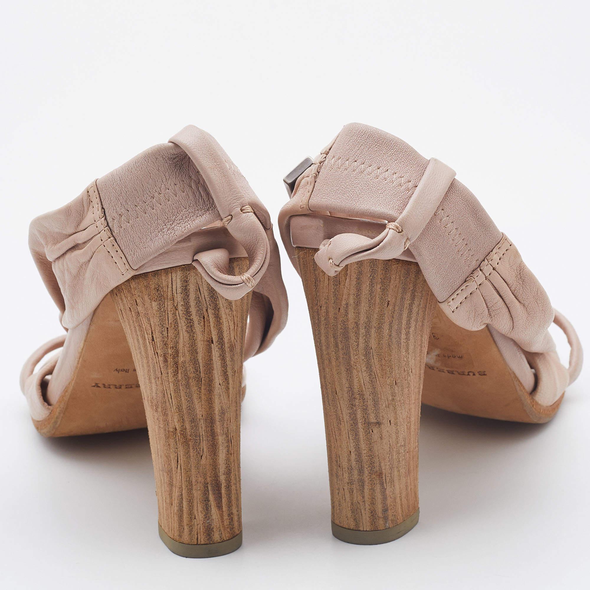 Women's Burberry Pink Leather Criss Cross Slingback Sandals Size 39 For Sale