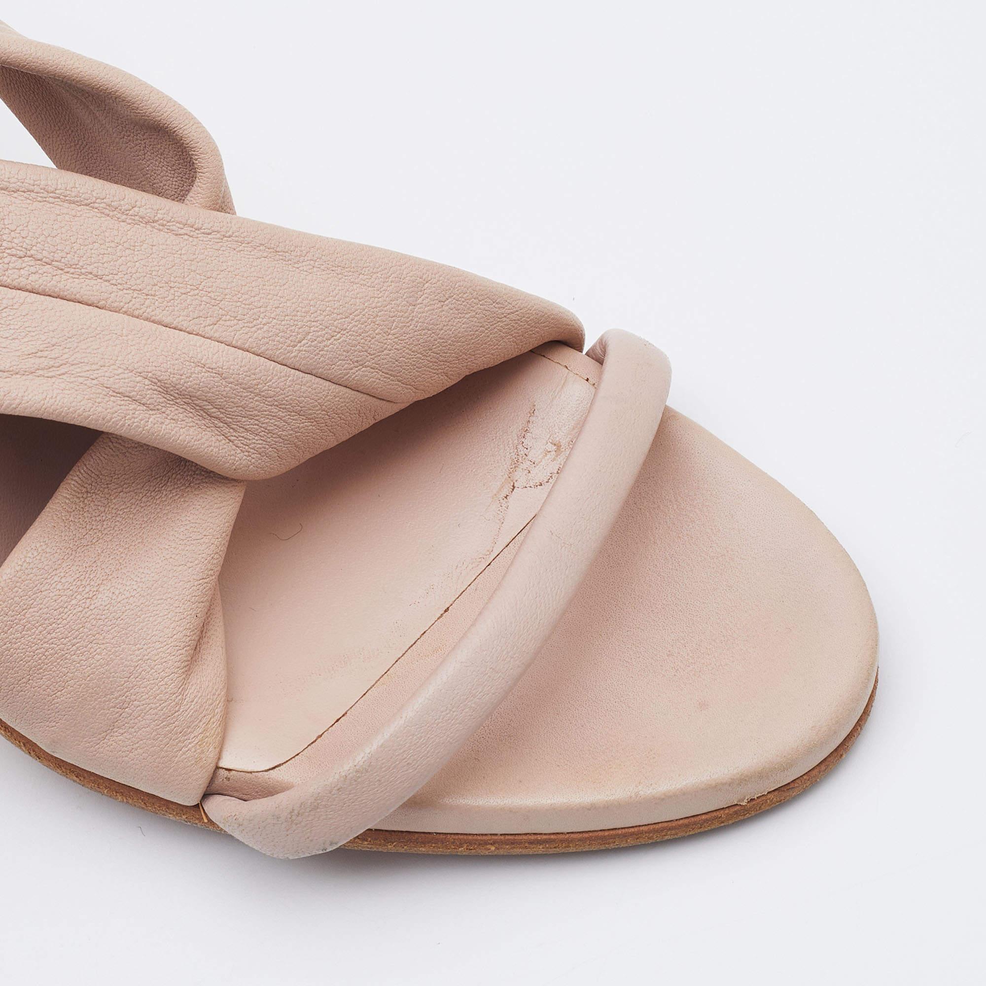 Burberry Pink Leather Criss Cross Slingback Sandals Size 39 For Sale 3