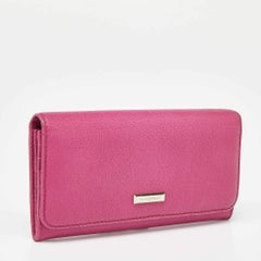 Burberry Pink Leather Flap Continental Wallet