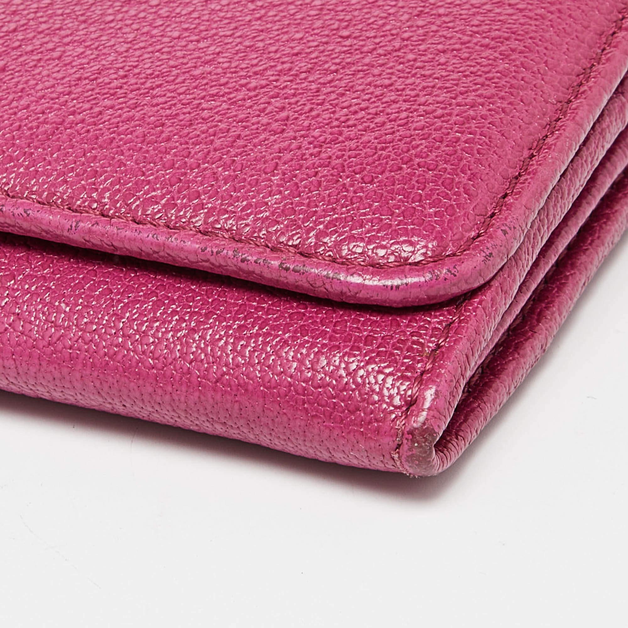 Burberry Pink Leather Flap Continental Wallet For Sale 2