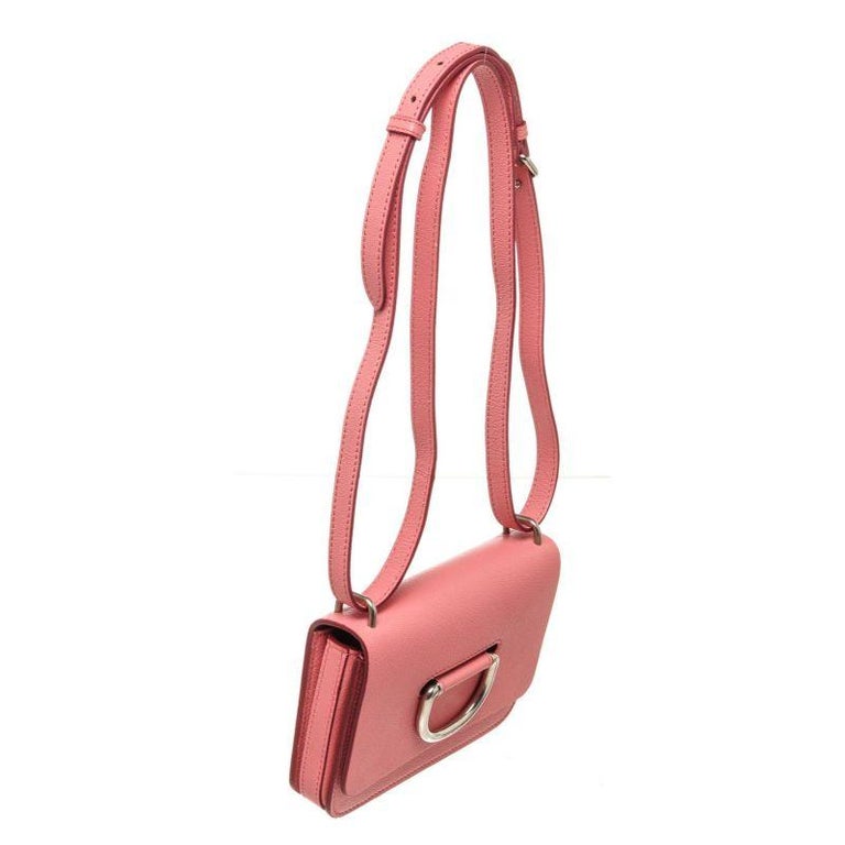Burberry Pink Leather Mini D Ring Shoulder Bag with leather, goldtone