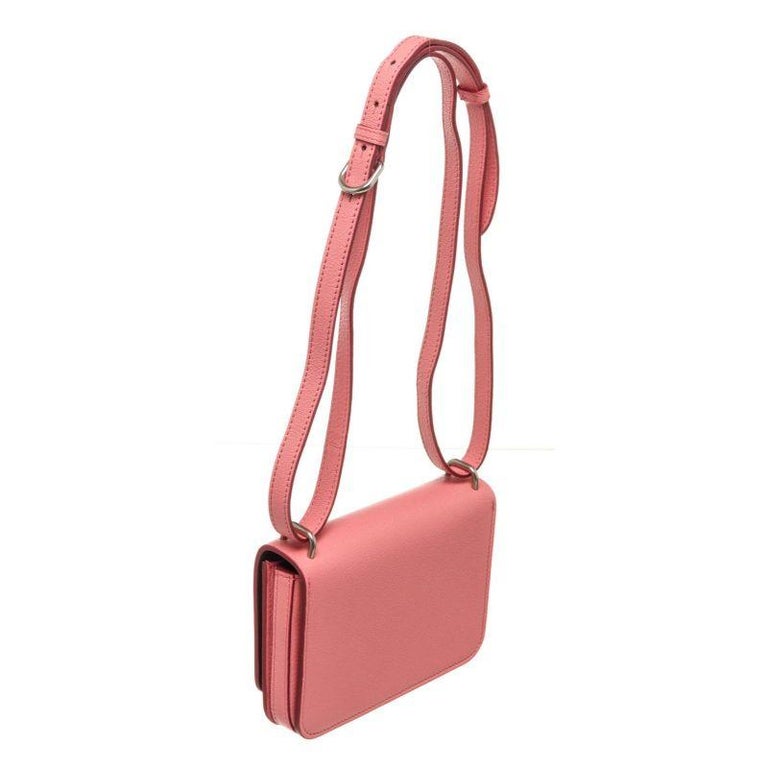 Burberry Pink Leather Mini D Ring Shoulder Bag with leather, goldtone