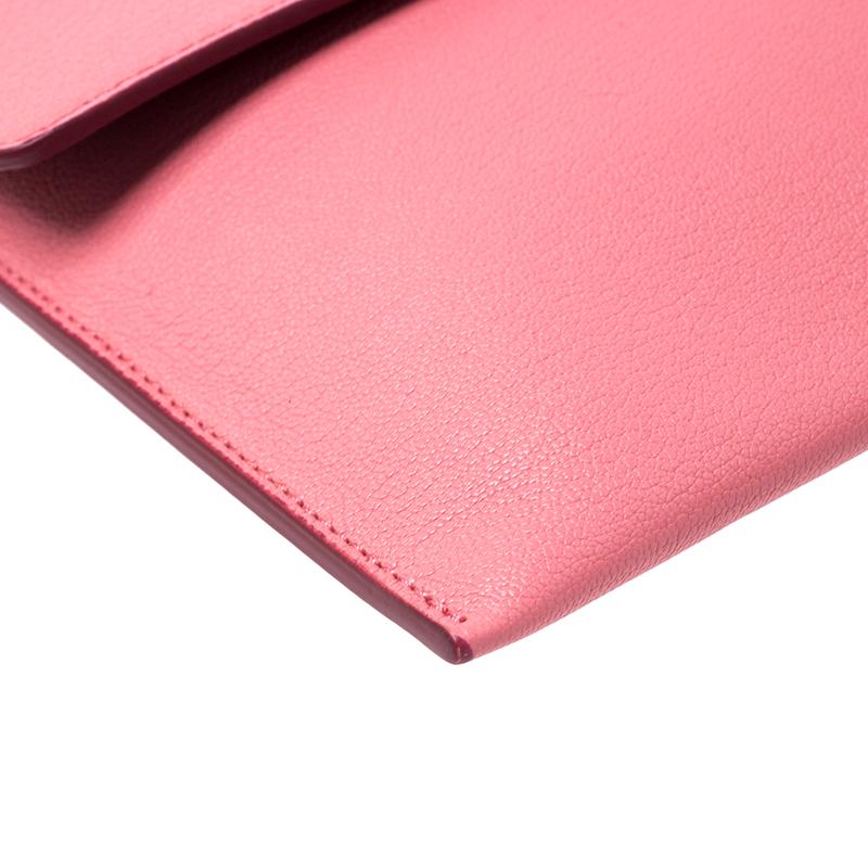 Burberry Pink Leather Patton Clutch 5