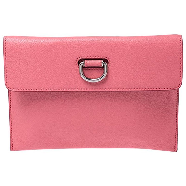 Burberry Pink Leather Patton Clutch at 1stDibs