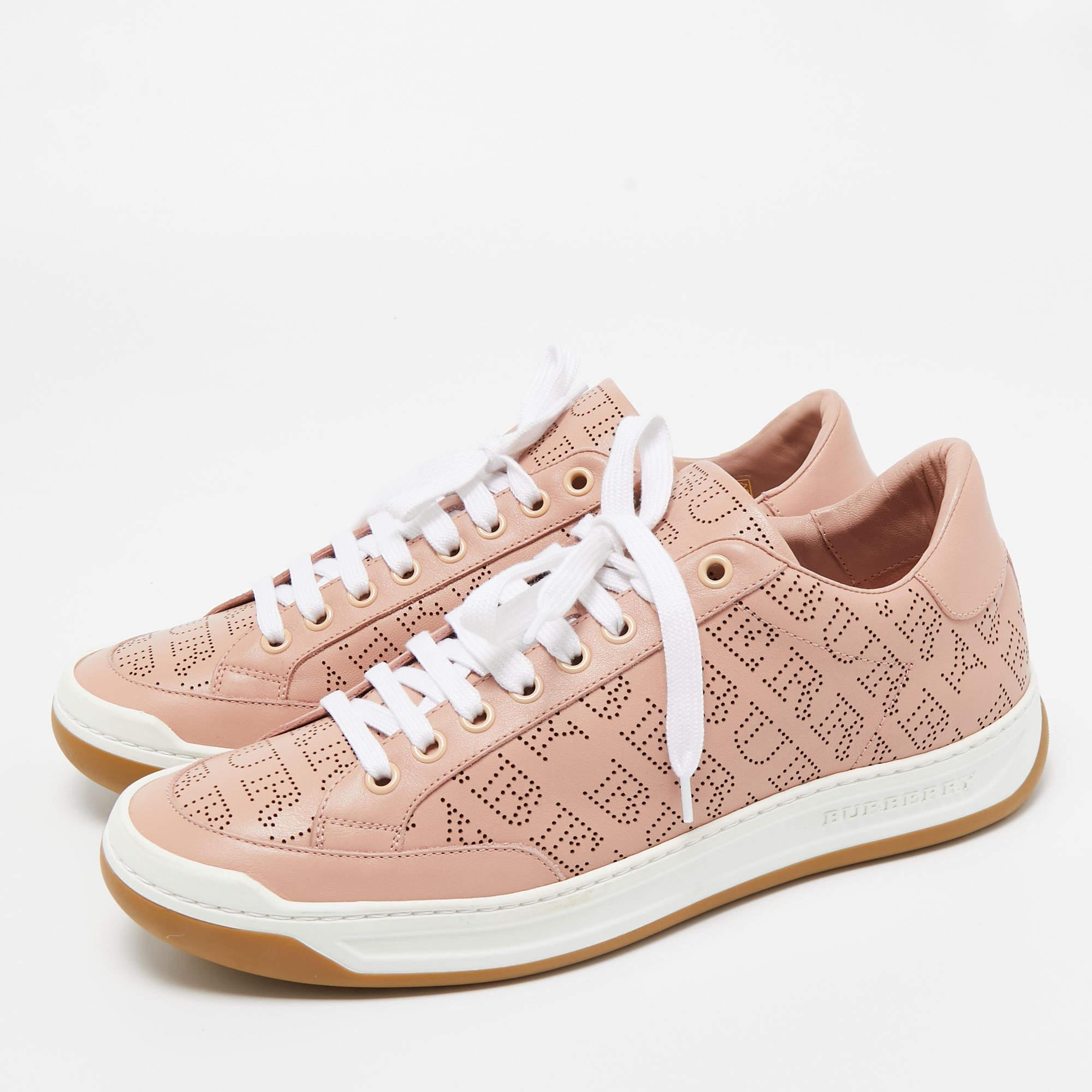 Burberry Pink Leather Westford Low Top Sneakers Size 41 1