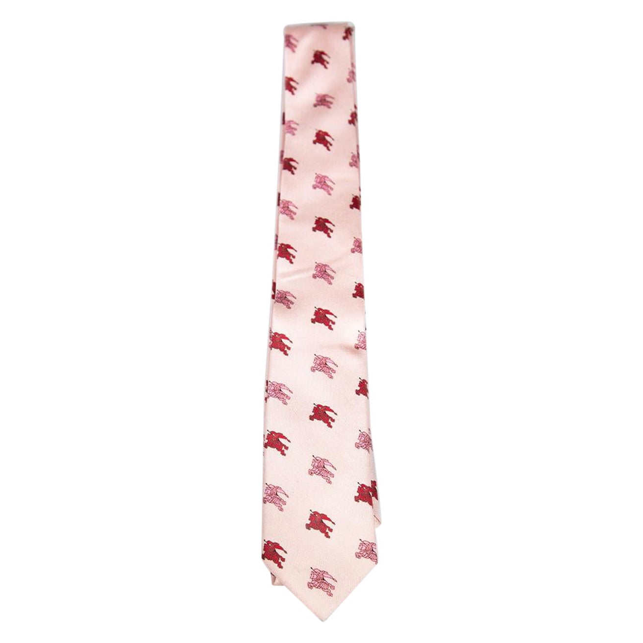 Burberry Pink Logo Pattern Skinny Tie