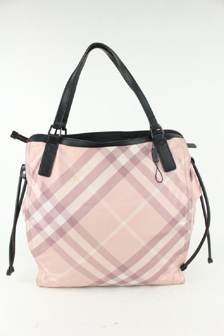 Burberry Pink Nova Check Shopper Tote Bag 928bur79 In Good Condition For Sale In Dix hills, NY