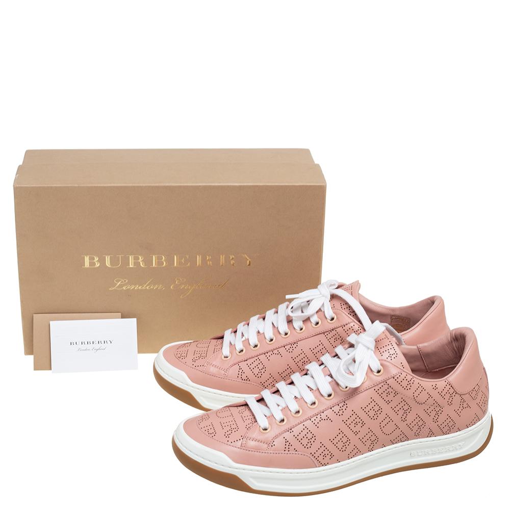 Burberry Pink Perforated Leather Timsbury Lace Up Sneakers Size 41 at  1stDibs
