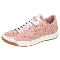 Burberry Pink Perforated Leather Timsbury Lace Up Sneakers Size 41