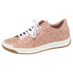 Burberry Pink Perforated Leather Timsbury Low-Top Sneakers Size 41