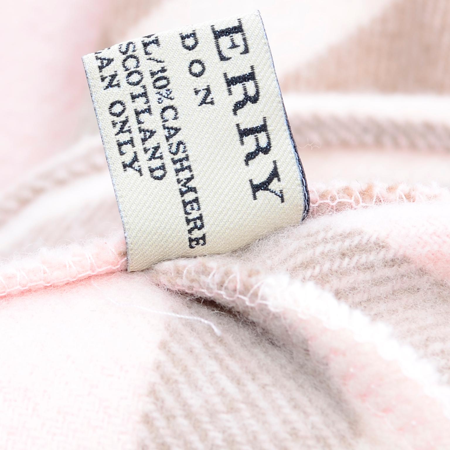 Women's Burberry Pink Plaid Poncho in Cashmere & Wool with Hood