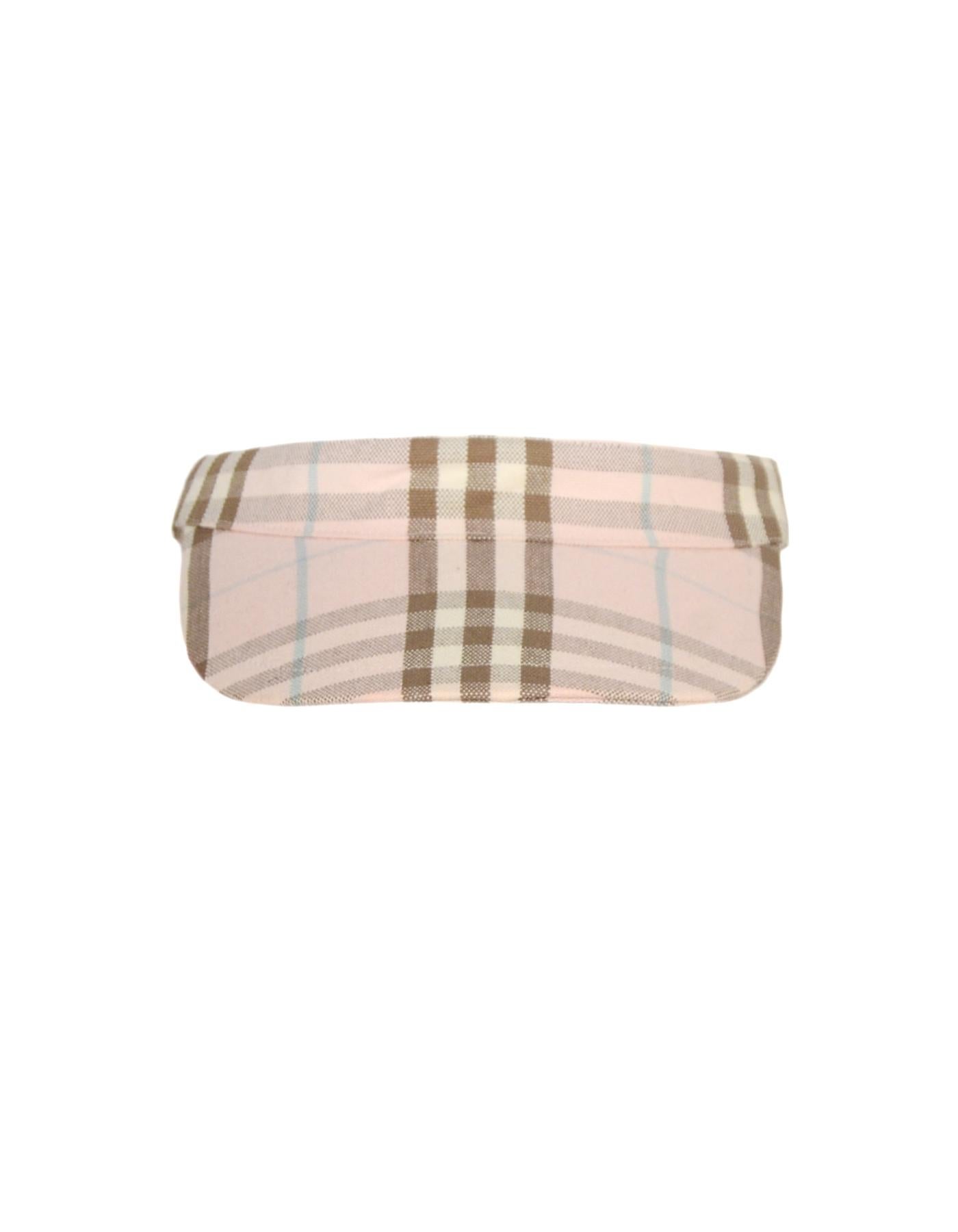 Motley Fejlfri lærred Burberry Pink Plaid Sun Visor For Sale at 1stDibs