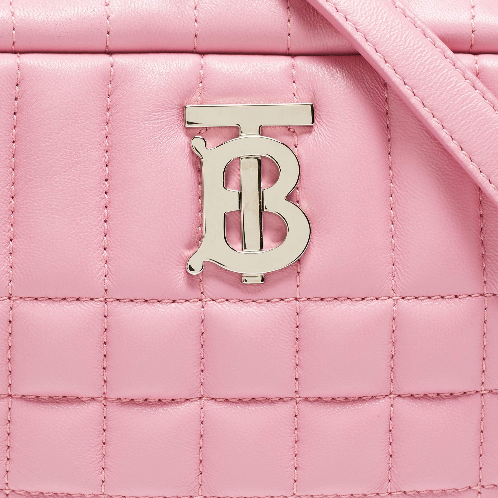 Burberry Pink Quilted Leather Mini Lola Camera Bag 6