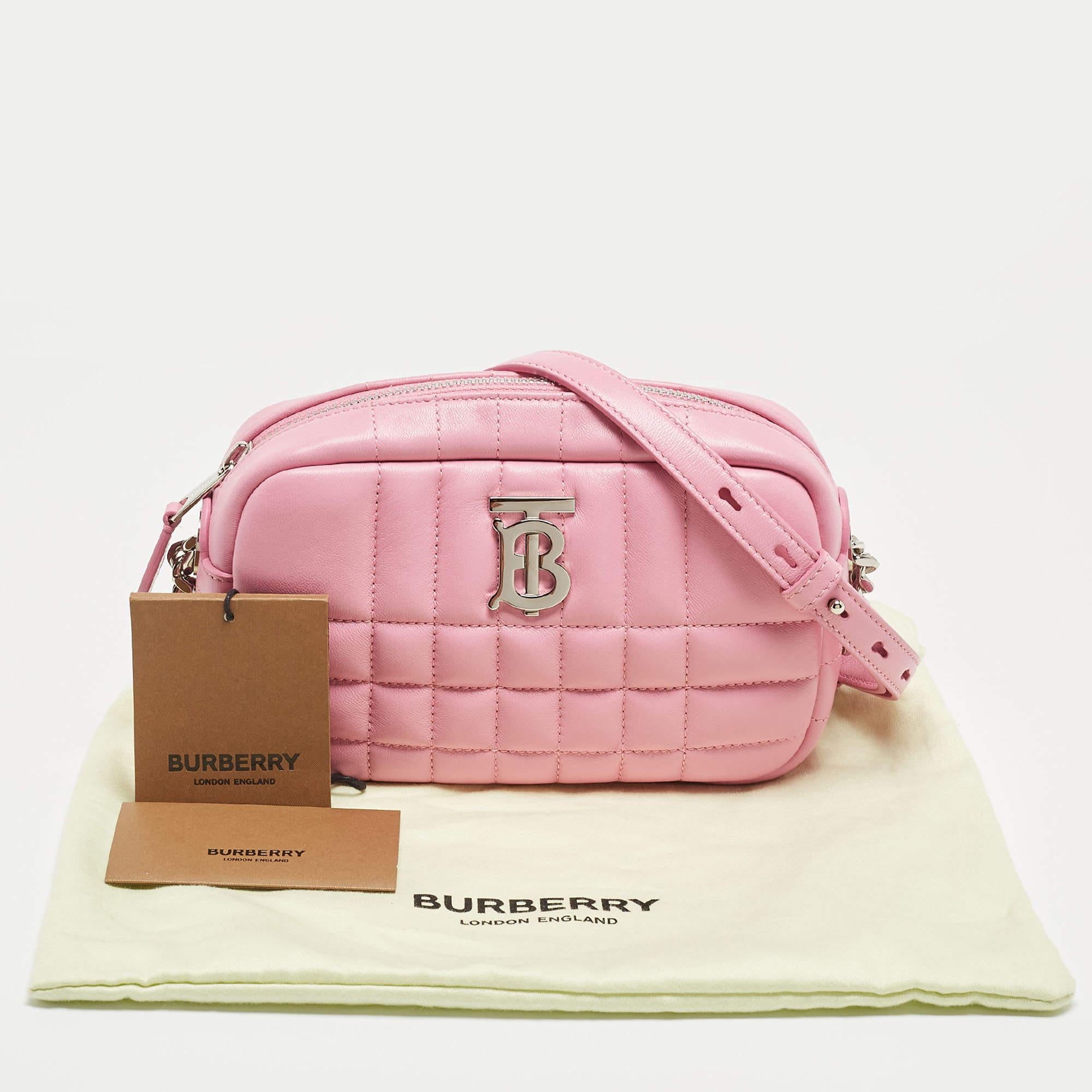 Burberry Pink Quilted Leather Mini Lola Camera Bag 8