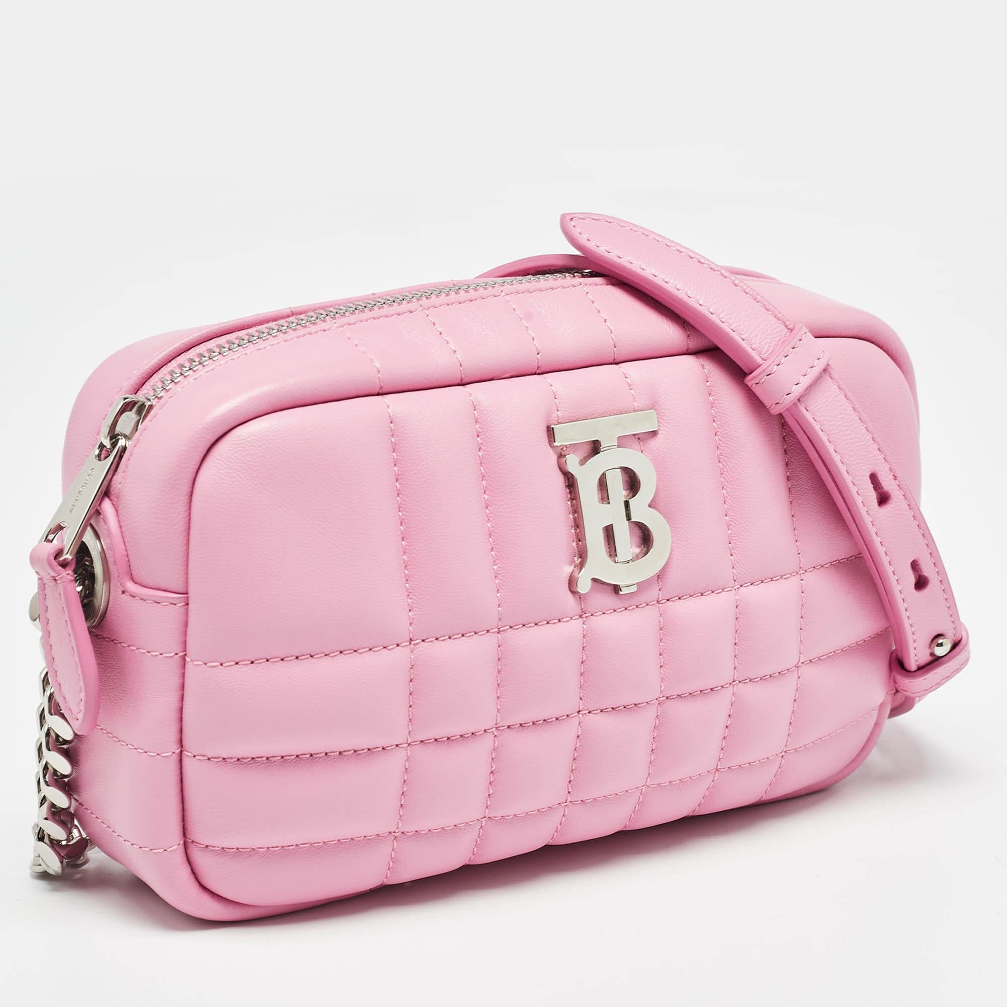 Rosa Burberry Borsa fotografica Lola Mini in pelle trapuntata rosa